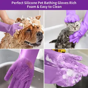 Magic Silicone Body Pet Bathing Gloves For Animal Perfect Bathe Shampoo Dog Cat Brush Gloves 2 Pack