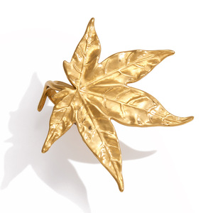 Maple Leaf Open <b>Ring</b> <b>Titanium</b> Steel Gold Color Unisex Fashion Jewelry Gift - Product Image 5