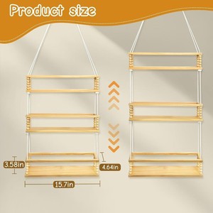 Solid Wood Three Tier <b>Hanging</b> Shelf <b>Wall</b> Mounted Stuffed Toy Organizer For Childrens Room Bedroom Decorative <b>Storage</b> Rack - Product Image 4