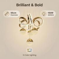 Lampe suspendue LED contemporaine de luxe 150W pour salon, salle à manger, chambre – Lustre moderne pour hôtel, villa, café – Matériaux durables