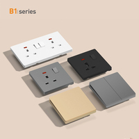 Prise de commutateur de point de réinitialisation avec lumière LED interrupteurs en verre universels 1 2 3 Gang 1 2 voies Type 86 alimentation murale