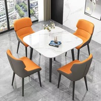 Ensemble de table à manger italienne en fer forgé et pierre frittée, style moderne minimaliste de luxe léger, pour appartement et hôtel