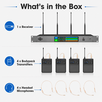 Système de microphone sans fil UHF à 4 canaux X4-T True Diversity avec micro-casques pour la scène, les discours et le chant