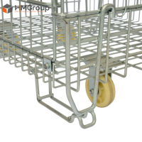Conteneur pliable en treillis métallique en acier doux Q235 de style européen avec roues pour préformes PET