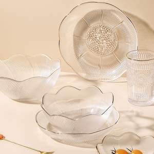 Plaque en verre transparent de haute qualité de style rétro à usage domestique Dessert pour le petit déjeuner Salade de fruits Dîner Gâteau Plats de service de l'usine chinoise - Product Image 2