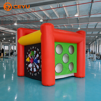 Ceyu Ensemble de Jeux Gonflables 4 en 1 pour Carnaval : Lancer d'anneaux, Cible de fléchettes, Basket-ball, Lancer de sacs de farine – Location pour Fêtes Enfants et Adultes