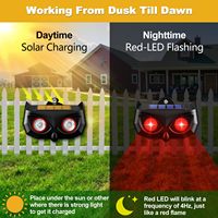 Répulsif solaire pour animaux de nuit haute étanchéité extérieur avec deux lumières rouges clignotantes pour dissuasion de renard de cochon sauvage