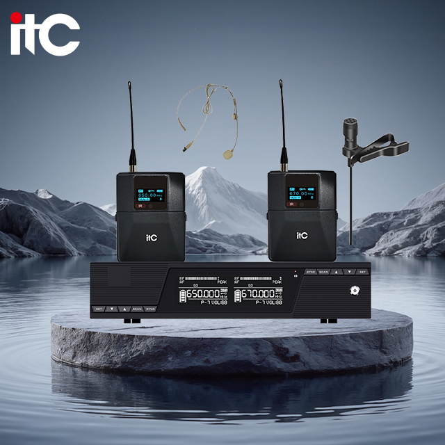 Dual Wireless UHF Condenser Microphone System Lavalier Lapel Mic with XLR Connector Noise Cancelling Professional Headset