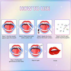 Kit de gemme de <span class=keywords><strong>dent</strong></span> de décoration de gemme de dents dentaires de Offre Spéciale avec la lumière de polymérisation et les gemmes solides de <span class=keywords><strong>dent</strong></span> de pierre de cristal de colle - Product Image 4
