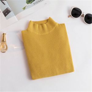 Suéter Feminino de Gola Alta K1319 para Outono, Pullover de Manga Longa, Slim Fit, Camiseta de Tricô Versátil - Product Image 3