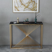 Console de luxe moderne en métal pour salon, entrée de maison et bureau - Meuble décoratif multifonctionnel et durable avec cloison