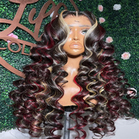 Cheveux Brésiliens HD Transparents pour Perruque Lace Front, Densité 180%, Cheveux Vierge Remy, Mèches Highlight, 28 Pouces de Long, Marque Dkl pour Femmes
