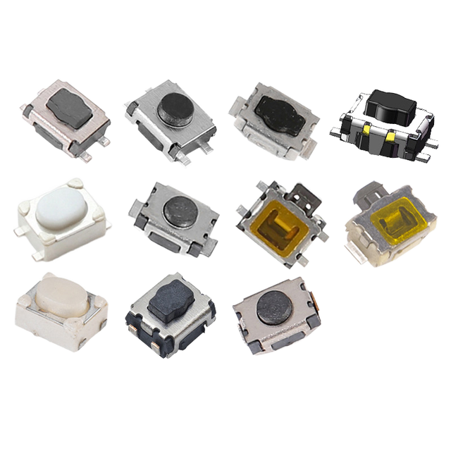 China Manufacturer's SMD 2P Column-Free PCB Mounted Micro Push Button Switch 3x4x2mm Small Turtle Tact Switch Brass Material 12V