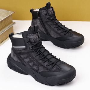 Nouvelles Bottes de Travail Montantes Polyvalentes en Cuir Véritable et Laine Tendance pour Hommes 2025 - Product Image 1