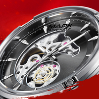 Montre mécanique Mark Fairwhale Nouvel An du Cheval Chinois Lumineuse Tendance pour Homme, Bracelet en Acier Résistant à l'Eau FW-6033
