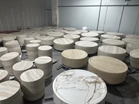 HZX table basse de luxe moderne en travertin et marbre meubles de salon contemporains avec design en fibre de verre pour villas