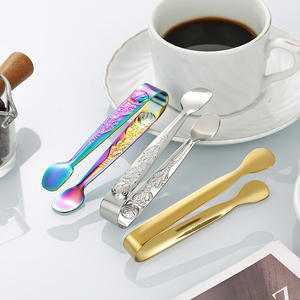 Luxury High Quality Printed Flower Pattern Stainless Steel Food Lemon Bar Coffee Sugar Small <strong>Mini</strong> Ice Cube <strong>Tongs</strong> Clamp Claw Clip - Product Image 4