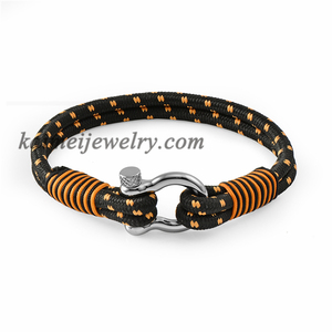 Mejor venta de <span class=keywords><strong>Nylon</strong></span> negro cuerda náutica ancla mujeres hombres pulsera de moda - Product Image 3