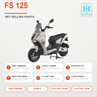 Scooter à essence moderne 125cc EURO 5, moto à essence avec pneus larges 120/70-12, transmission automatique CVT, scooter urbain 125cc