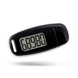 J&R Gift Single Function Single Button USB Rechargeable Backlight Display 3D Walking Running Steps Counter Pedometer with Clip