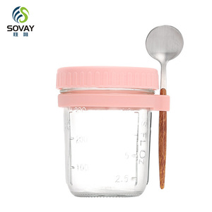 Recipientes <span class=keywords><strong>para</strong></span> Avena Nocturna con Tapa y Cuchara, Vasos Herméticos <span class=keywords><strong>para</strong></span> Llevar <span class=keywords><strong>para</strong></span> Cereal, Yogur y Parfait, 350ML 650ML - Product Image 2