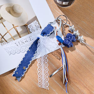 <span class=keywords><strong>Miu</strong></span> Style rétro Cool alliage porte-clés et sac à dos décoration Denim bleu argent étoile sac pendentif avec de charmantes breloques - Product Image 6