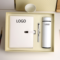 Ensemble de luxe écologique 3-en-1 avec logo personnalisé : carnet, stylo et gourde isotherme à double paroi pour cadeaux promotionnels d'entreprise