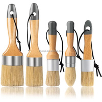 Lot de 5 pinceaux ronds à poils naturels pour craie de cire, pochoirs de peinture, pour cirage de meubles, décoration intérieure, bricolage, artisanat artistique, création de graffitis