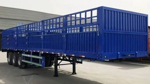 รถพ่วงกึ่งพ่วงแบบมีรั้วเหล็ก 3 เพลา สำหรับงานหนัก ระบบกันสะเทือนแบบ Heavy-duty ตำแหน่งตะแกรง ยาง 12R22.5 วัสดุเหล็กกล้าคาร์บอน ได้รับการรับรองมาตรฐาน DOT รองรับน้ำหนักได้สูงสุด - Product Image 3