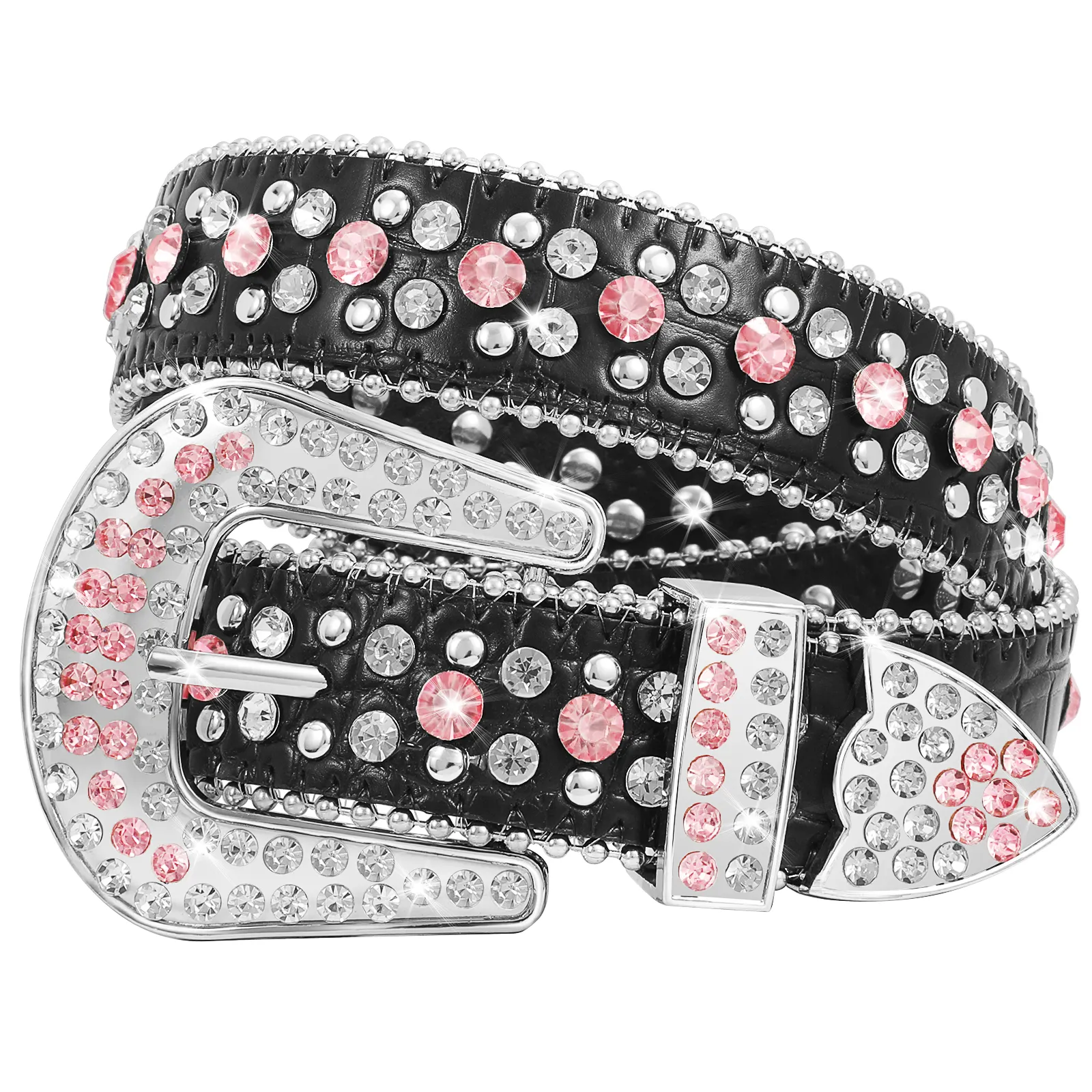 New Arrivals Ins Hot Youth Teenager Fashion Bling Country Cowboy Rhinestone Crystal Diamond Buckle Belt