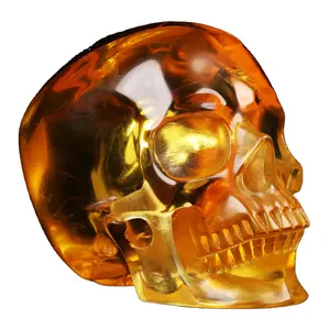 Wholesale Hand Carved Crystal Skulls Craft Carving Yellow Obsidian Crystal Skulls Crystal Head Skulls