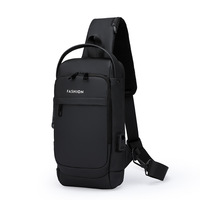 Sac à bandoulière pour hommes, design de mode, sac de poitrine à verrouillage antivol de bonne qualité avec chargement USB pour la vie quotidienne