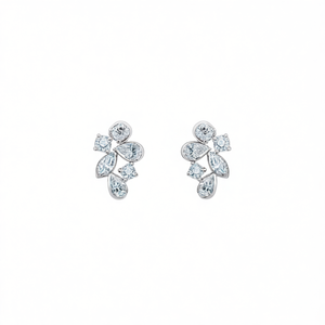 Orecchini di Diamanti Bianchi Champagne E3736, Taglio a Pera, Diamanti Naturali, Oro Bianco, Gioielli di Lusso da Sposa per Donne - Product Image 1