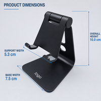 Support de téléphone de bureau réglable en alliage d'aluminium, support de téléphone portable pliable, support de tablette, charnière rotative à 360 degrés
