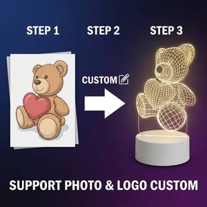 Lampe de chevet LED USB 3D <span class=keywords><strong>Illusion</strong></span> personnalisée pour enfants, lumière blanche chaude, décoration de chambre à coucher, cadeaux de Noël ronds - Product Image 6