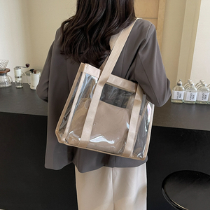 กระเป๋าช้อปปิ้งพีวีซีขนาดใหญ่เป็นมิตรกับสิ่งแวดล้อมสำหรับงานหนักกระเป๋าเดินทางกระเป๋าชายหาดแบบใสใช้ซ้ำได้กันน้ำออกแบบได้ตามต้องการ - Product Image 3