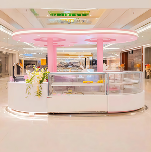 Kiosco <span class=keywords><strong>de</strong></span> Comida, Exhibidor <span class=keywords><strong>de</strong></span> Panaderí<span class=keywords><strong>a</strong></span> <span class=keywords><strong>de</strong></span> Lujo Personalizado, Iluminación LED, Diseño Ecológico con Parte Trasera <span class=keywords><strong>de</strong></span> Vidrio Resistente, Estante Cúbico Tipo Escalera - Product Image 1