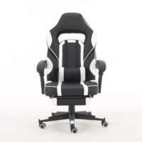 Chaise d'ordinateur ergonomique de luxe avec dossier inclinable Chaise de jeu Racing en cuir souple blanc