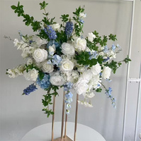 FL-192 Centre de table en forme de boule de fleurs bleues pour mariage, chemin de table long avec fleurs pour événements et fêtes de mariage