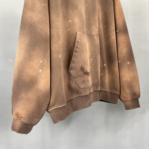 Hoodie & jaket pria ukuran Plus, Hoodie berlian imitasi polos bahu jatuh, Hoodie & Sweatshirt ukuran besar, robek matahari, asam, celup, 450g - Product Image 3