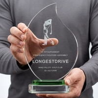 Trophée de compétition sportive en cristal de verre K9, forme goutte d'eau, poli, vierge, avec gravure de logo personnalisée
