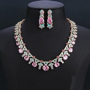 Набор украшений XUPING <span class=keywords><strong>Dubai</strong></span>, оптовая продажа, модные искусственные бриллианты, увеличенные розовые свадебные Роскошные ювелирные изделия - Product Image 2