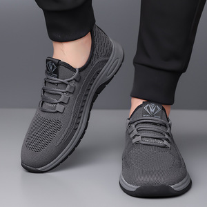 รองเท้าวิ่งตาข่ายระบายอากาศสำหรับผู้ชายสีดำสีเทารองเท้าผ้าใบกีฬาแบบผูกเชือกขนาดผู้ใหญ่ 40-45 - Product Image 3