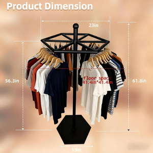 Exhibidor Giratorio Rómbico de Pie, Exhibidor Giratorio para Tienda de <span class=keywords><strong>Ropa</strong></span>, Adecuado para Exhibición en Tiendas de <span class=keywords><strong>Ropa</strong></span> - Product Image 4
