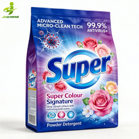 Sachet d'emballage plastique vierge personnalisé pour lessive en poudre, avec scellage thermique central et scellage arrière, disponible en grandes et petites tailles