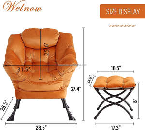 Zeitgenössische moderne orange Freizeit Einzels ofa Set gepolstert Wohnzimmer Schlafzimmer Lounge Möbel mit Ottomane zum Essen - Product Image 5
