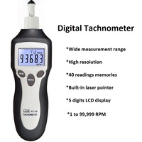 Tacómetro Digital de Contacto/Sin Contacto con Pantalla LCD, Instrumento de Medición de Velocidad para Detección de Distancia
