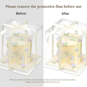 24PCS rõ ràng bánh hộp với Ribbon 3-Lớp 10x10x12 inch trong suốt bánh tàu sân bay hộp có nắp đậy PET cao bánh bao bì hộp - Product Image 3