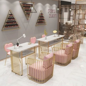 Modern Durable Commercial <b>Nail</b> Studio <b>Table</b> and Chair Set with Aluminum Metal Manicure <b>Table</b> - Product Image 4