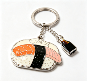 Porte-clés en émail personnalisé, pendentif alimentaire, porte-clés en métal, fait main, léger, souvenir, cadeau - Product Image 3